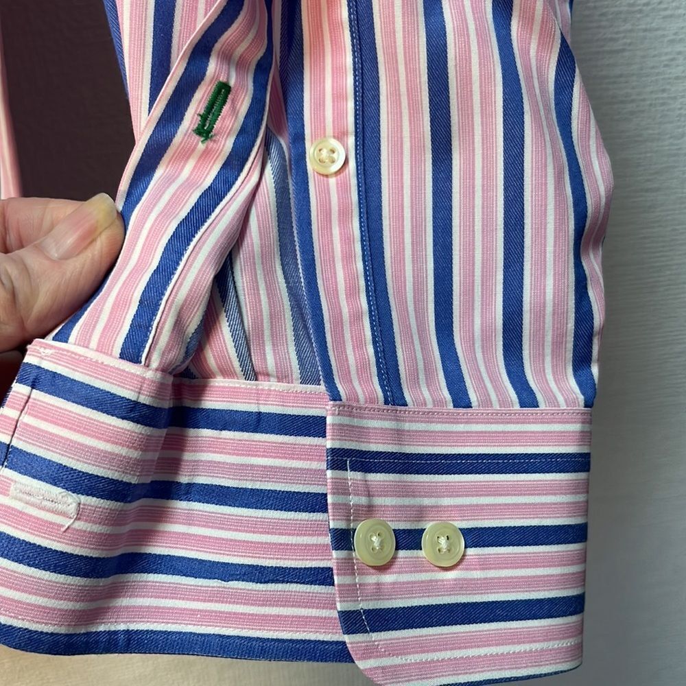 EUC Men's Striped Shirt - Pink and Blue - Picture 7 of 12